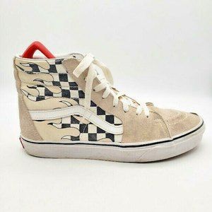 VANS Unisex Sk8 High Checkerboard Flame Sneakers Off White Men's 8 Women's 9.5